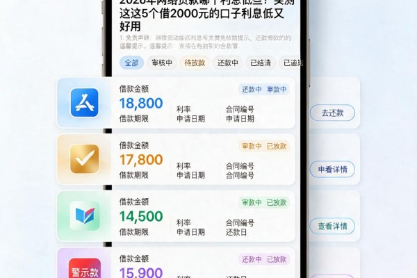 2026年网络贷款哪个利息低些?实测这5个借2000元的口子利息低又好用