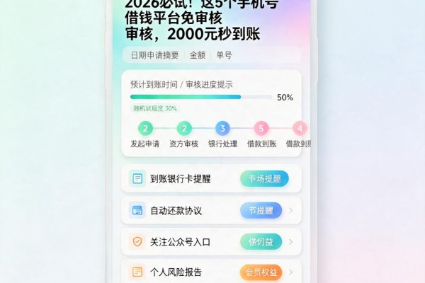 2026必试!这5个手机号借钱平台免审核,2000元秒到账