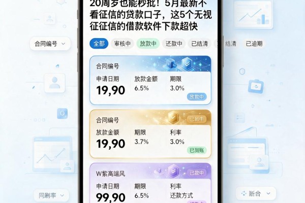 20周岁也能秒批!5月最新不看征信的贷款口子,这5个无视征信的借款软件下款超快