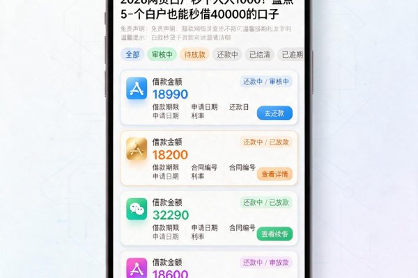 2026网贷白户秒下人人1000!盘点5个白户也能秒借40000的口子
