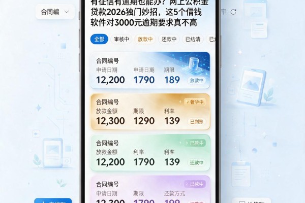 有征信有逾期也能办?网上公积金贷款2026独门妙招,这5个借钱软件对3000元逾期要求真不高