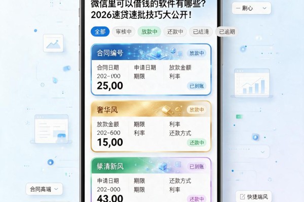 微信里可以借钱的软件有哪些？2026速贷速批技巧大公开！