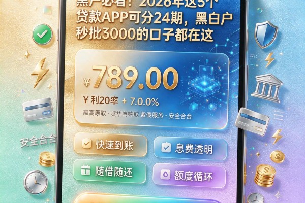 黑户必看!2026年这5个贷款APP可分24期,黑白户秒批3000的口子都在这