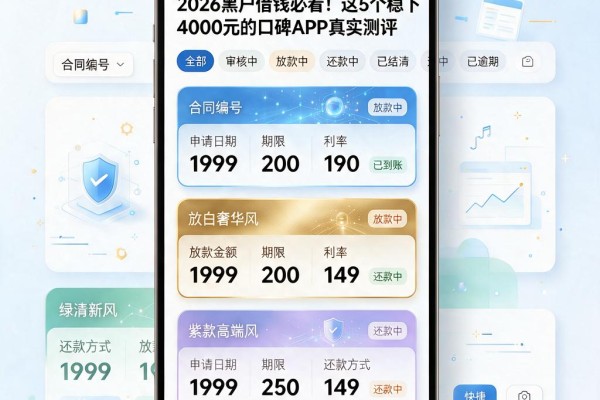 2026黑户借钱必看!这5个稳下4000元的口碑APP真实测评