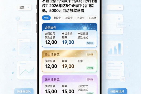 不查征信的借款平台真能百分百通过?2026年这5个正规平台门槛低,5000元自动放款速看
