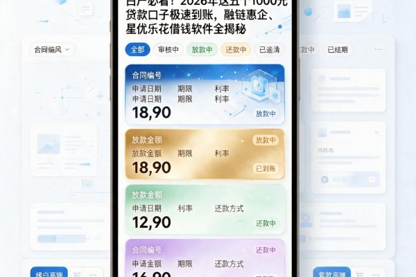 白户必看!2026年这五个1000元贷款口子极速到账,融链惠企、星优乐花借钱软件全揭秘