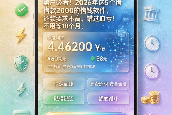 黑户必看！2026年这5个借款2000的借钱软件，还款要求不高，不用等18个月，错过血亏！