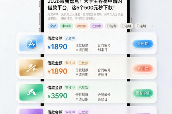 2026最新盘点:大学生容易申请的借款平台,这5个500元秒下款!