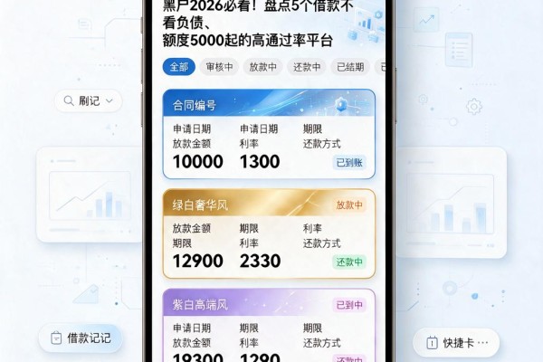 黑户2026必看！盘点5个借款不看负债、额度5000起的高通过率平台
