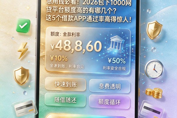 急用钱必看！2026包下1000网贷平台额度高的有哪几个？这5个借款APP通过率高得惊人！