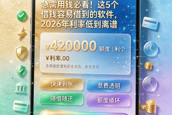急需用钱必看!这5个借钱容易借到的软件,2026年利率低到离谱
