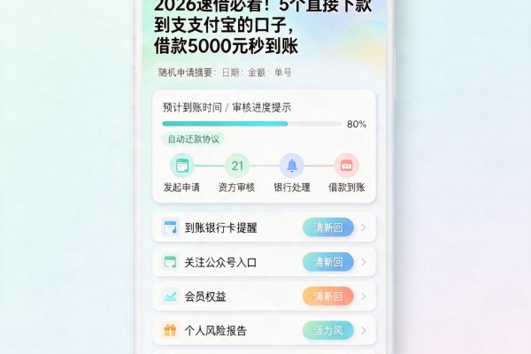 2026速借必看!5个直接下款到支付宝的口子,借款5000元秒到账
