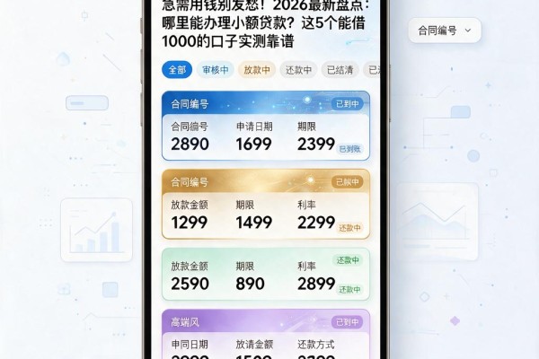 急需用钱别发愁!2026最新盘点:哪里能办理小额贷款?这5个能借1000的口子实测靠谱