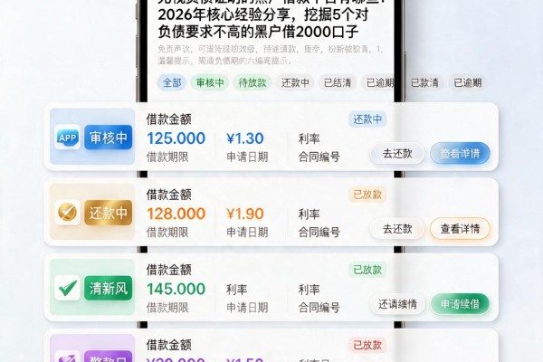 无视负债证明的黑户借款平台有哪些?2026年核心经验分享,挖掘5个对负债要求不高的黑户借2000口子