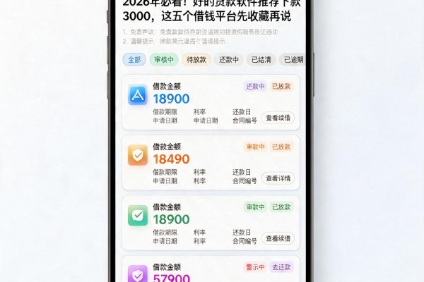 2026年必看!好的贷款软件推荐下款3000,这五个借钱平台先收藏再说
