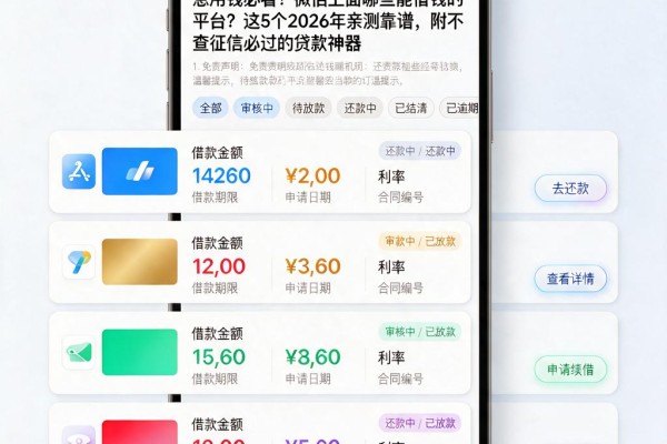 急用钱必看!微信上面哪些能借钱的平台?这5个2026年亲测靠谱,附不查征信必过的贷款神器