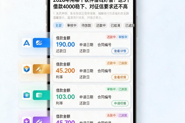 2026年用哪个软件借钱好借?这5个借款4000稳下、对征信要求还不高