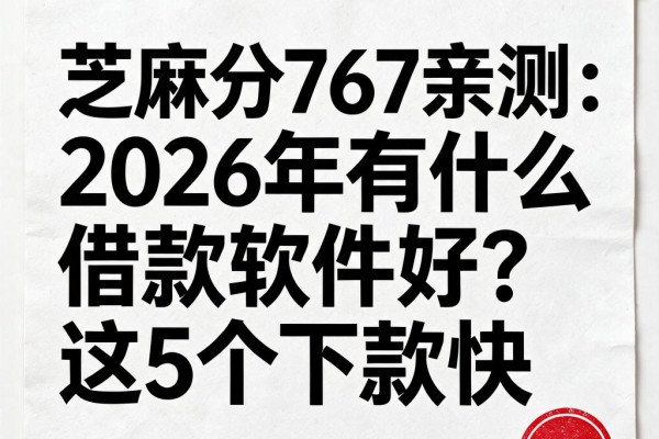 芝麻分767亲测：2026年有什么借款软件好？这5个下款快