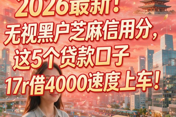 2026最新!无视黑户芝麻信用分,这5个贷款口子17r借4000速度上车!
