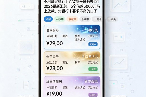 不用绑定银行卡的贷款平台有哪些?2026最新汇总:5个借款3000元马上放款、对银行卡要求不高的口子