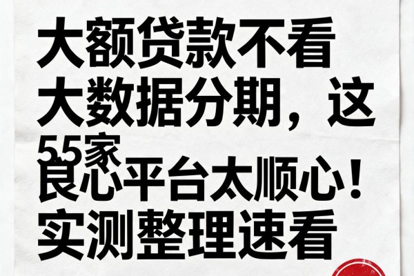 大额贷款不看大数据分期,这5家良心平台太顺心!实测整理速看