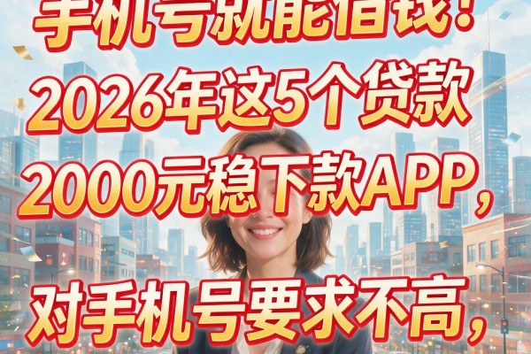 手机号就能借钱!2026年这5个贷款2000元稳下款APP,对手机号要求不高