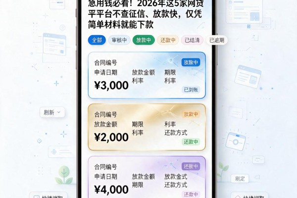 急用钱必看!2026年这5家网贷平台不查征信、放款快,仅凭简单材料就能下款