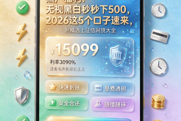 黑户福利!无视黑白秒下500,2026这5个口子速来,附精选上征信网贷大全