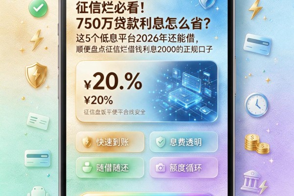 征信黑、征信不好、征信烂必看!750万贷款利息怎么省?这5个低息平台2026年还能借,顺便盘点征信烂借钱利息2000的正规口子