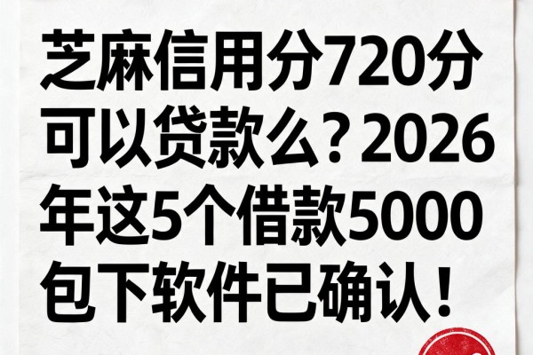 芝麻信用分720分可以贷款么?2026年这5个借款5000包下软件已确认!