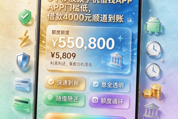 5个秒放款手机借钱APP门槛低,借款4000元顺道到账