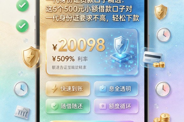 一代身份证贷款口子精选:这5个500元小额借款口子对一代身份证要求不高,轻松下款