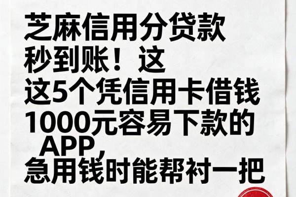 芝麻信用分贷款秒到账!这5个凭信用卡借钱1000元容易下款的APP,急用钱时能帮衬一把
