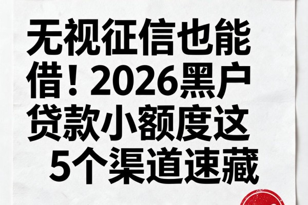 无视征信也能借！2026黑户贷款小额度这5个渠道速藏