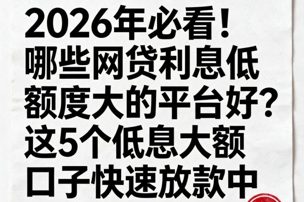 2026年必看!哪些网贷利息低额度大的平台好?这5个低息大额口子快速放款中