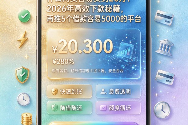 什么网贷容易贷到20万？2026年高效下款秘籍，再推5个借款容易5000的平台