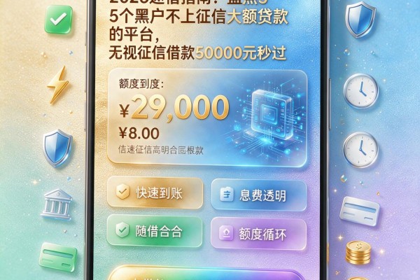 2026速借指南!盘点5个黑户不上征信大额贷款的平台,无视征信借款50000元秒过