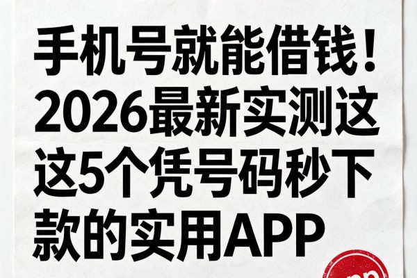手机号就能借钱!2026最新实测这5个凭号码秒下款的实用APP