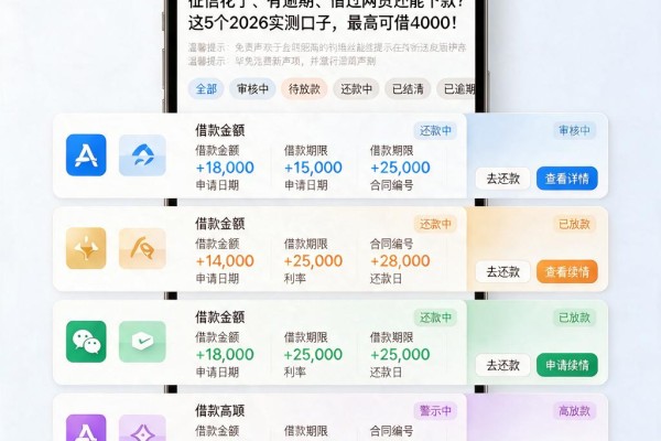 征信花了、有逾期、借过网贷还能下款?这5个2026实测口子,最高可借4000!