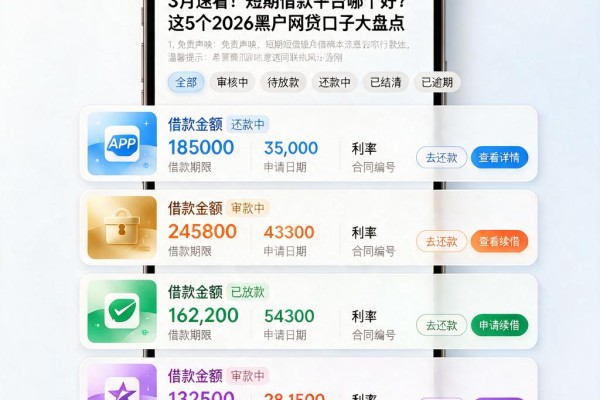 3月速看!短期借款平台哪个好?这5个2026黑户网贷口子大盘点