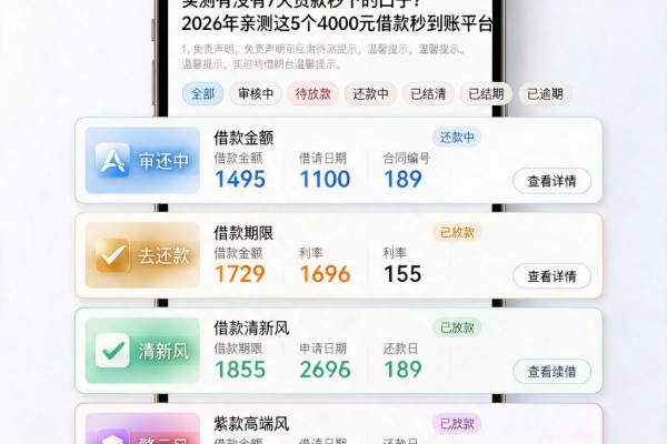 实测有没有7天贷款秒下的口子？2026年亲测这5个4000元借款秒到账平台