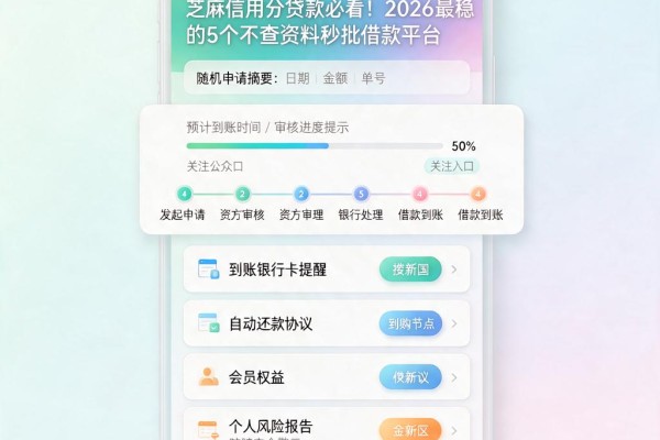 芝麻信用分贷款必看!2026最稳的5个不查资料秒批借款平台