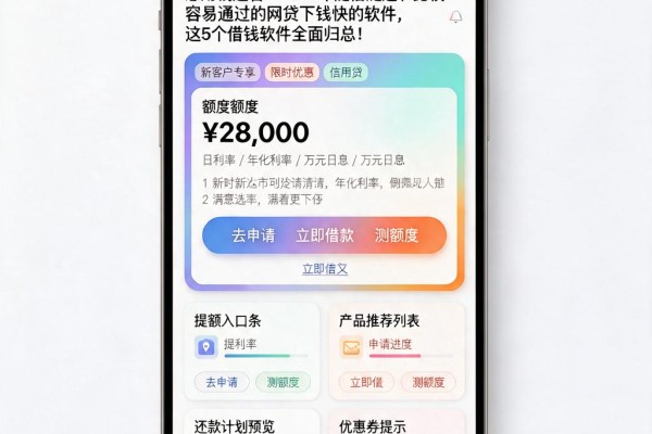 急用钱速看!2026年随借随还、比较容易通过的网贷下钱快的软件,这5个借钱软件全面归总!