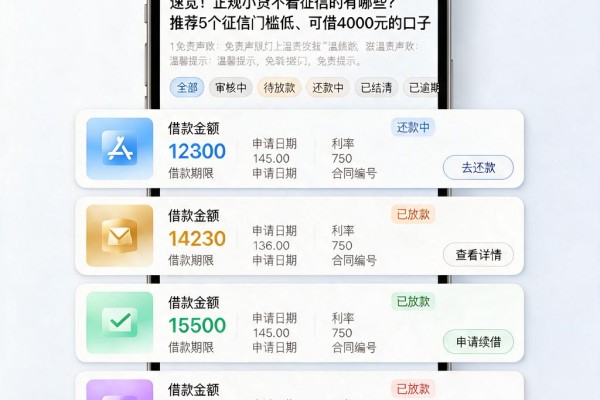 速览!正规小贷不看征信的有哪些?推荐5个征信门槛低、可借4000元的口子