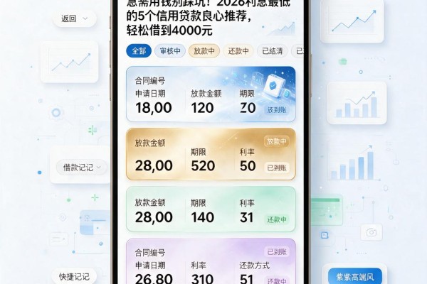 急需用钱别踩坑!2026利息最低的5个信用贷款良心推荐,轻松借到4000元