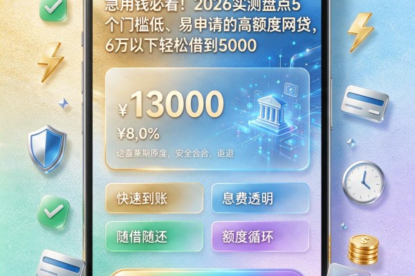 急用钱必看！2026实测盘点5个门槛低、易申请的高额度网贷，6万以下轻松借到5000