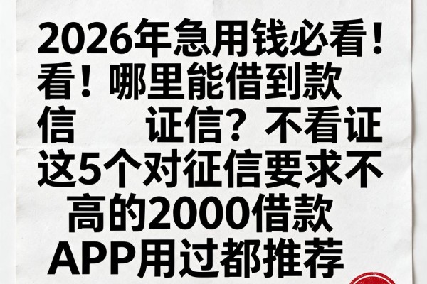 2026年急用钱必看！哪里能借到款不看证信？这5个对征信要求不高的2000借款APP用过都推荐