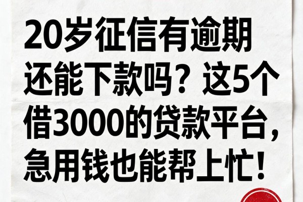 20岁征信有逾期还能下款吗？这5个借3000的贷款平台，急用钱也能帮上忙！