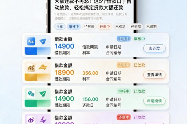 大额还款不再愁!这5个借款口子自动放款,轻松搞定贷款大额还款
