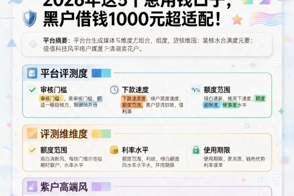 黑户哪里容易申请贷款？2026年这5个急用钱口子，黑户借钱1000元超适配！